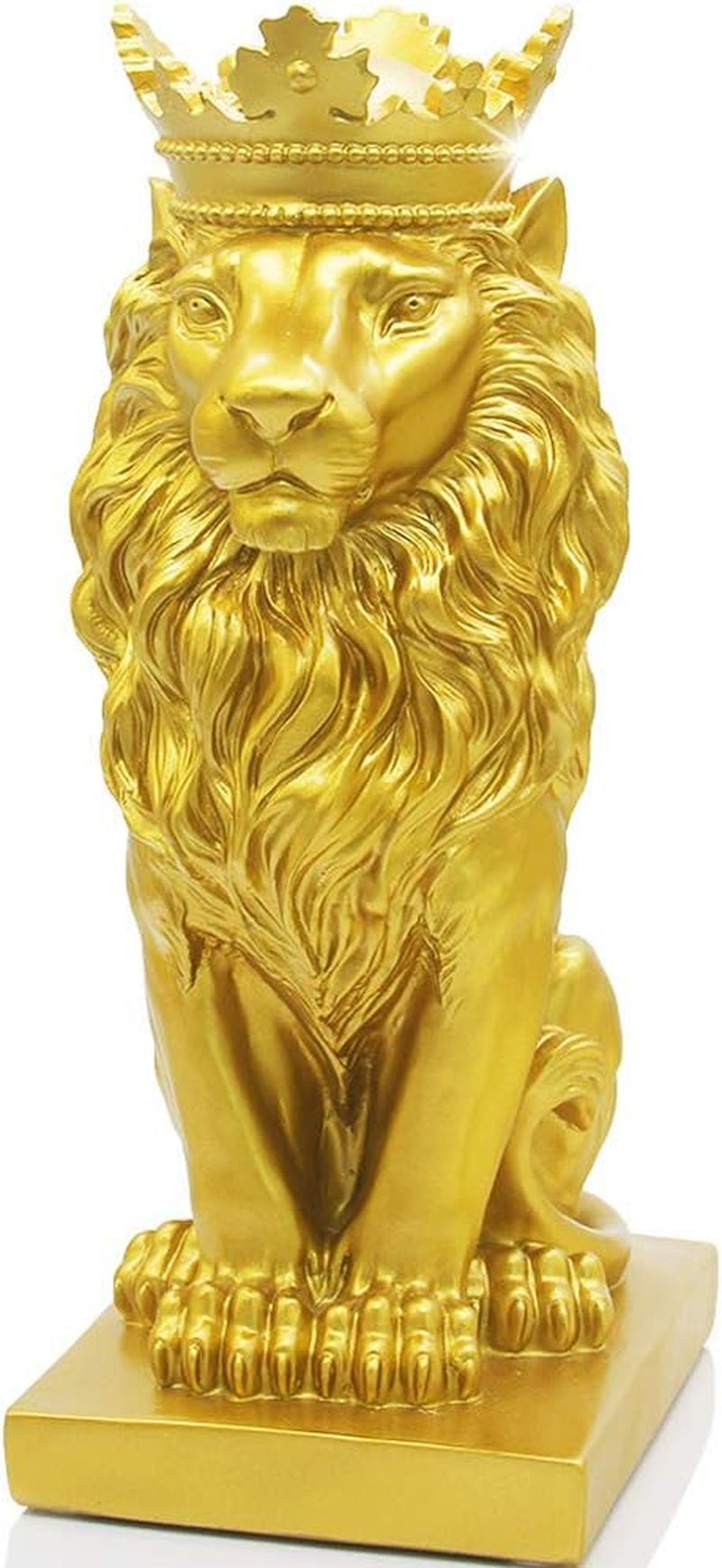 Crown Lion Statue, Sculpturi negre, Figurine de leu din rășină pentru bărbați, Art Statue Ornaments pentru Home Office Living Room Bookshelf Table Desk Housewarming Décor Statuete si sculpturi Naty Shop Aur