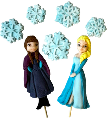Set 7 decoratiuni comestibile, Elsa si Anna, Frozen Decoratiuni din Pasta de Zahar Nati Shop