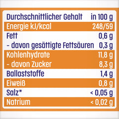 Mango in apple and peach sauce with a bag of biscuits (6 x 120g), no added sugar, made from mild fruits and valuable cereals, ideal for packed snacks and on the go.