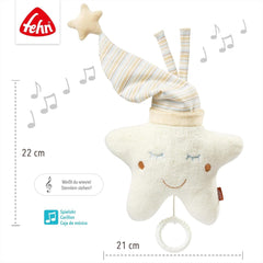 Fehn music box baby sleep aid star - cutie muzicală cu mecanism muzical detașabil pentru agățat - melodia de ajutor pentru somn "Weißt du wieviel Sternlein stehen" - jucărie pentru bebeluși și copii de la 0+ luni Jucarii Bebe Naty Shop