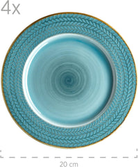 Set de cafea Prospero Premium pentru 4 persoane, calitate restaurant, serviciu de cafea modern cu 12 piese în stil vintage unic, porțelan durabil, albastru