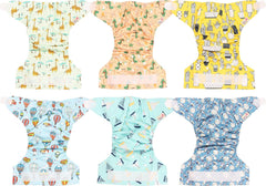 Littles and Bloomz Reusable Diaper FLV2-0602, Standard Hook and Loop Closure, 6 Diapers