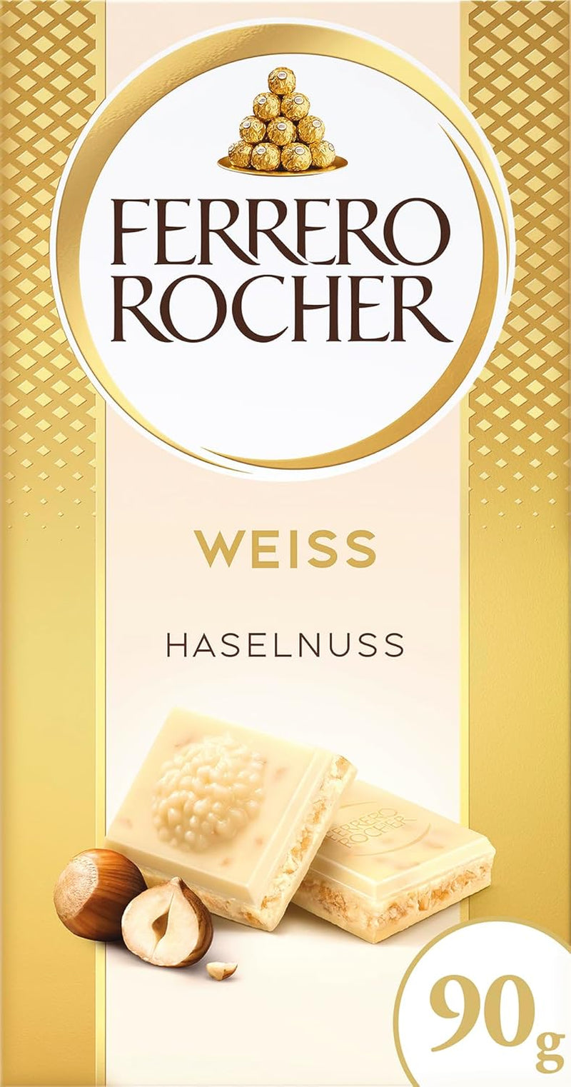 Ferrero Rocher Bar - White Chocolate with Hazelnut - Valentine's Day Gift for Him and Her - 1 Chocolate Bar x 90g