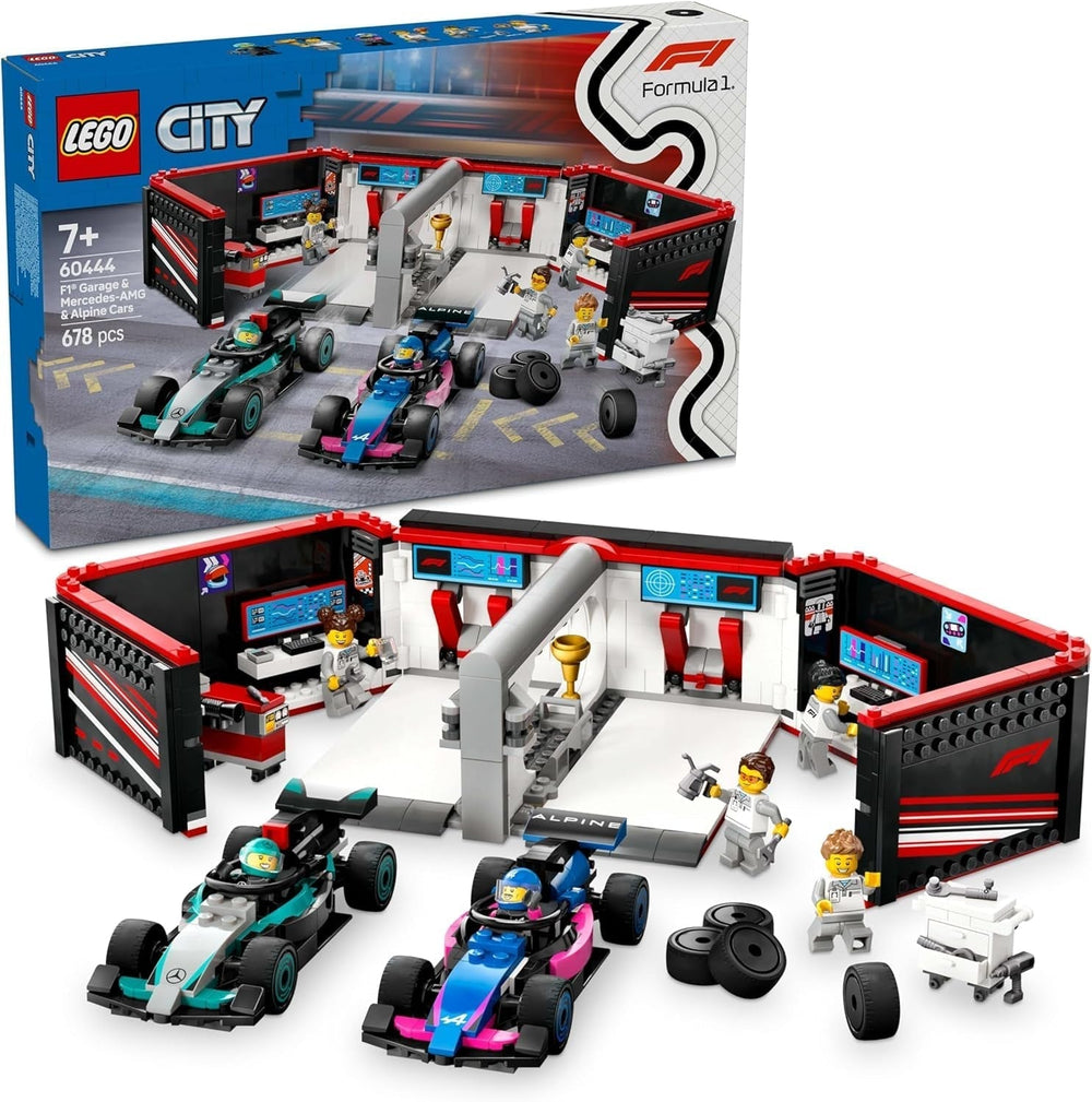 LEGO City F1 Garage with Mercedes-Amg and Alpine Race Cars - Formula 1 Race Car with 2 Drivers and 4 Mechanical Minifigures - Gift for Boys and Girls 7+ and Fans 60444 Building Sets Beuche den LEGO-Store Default Title