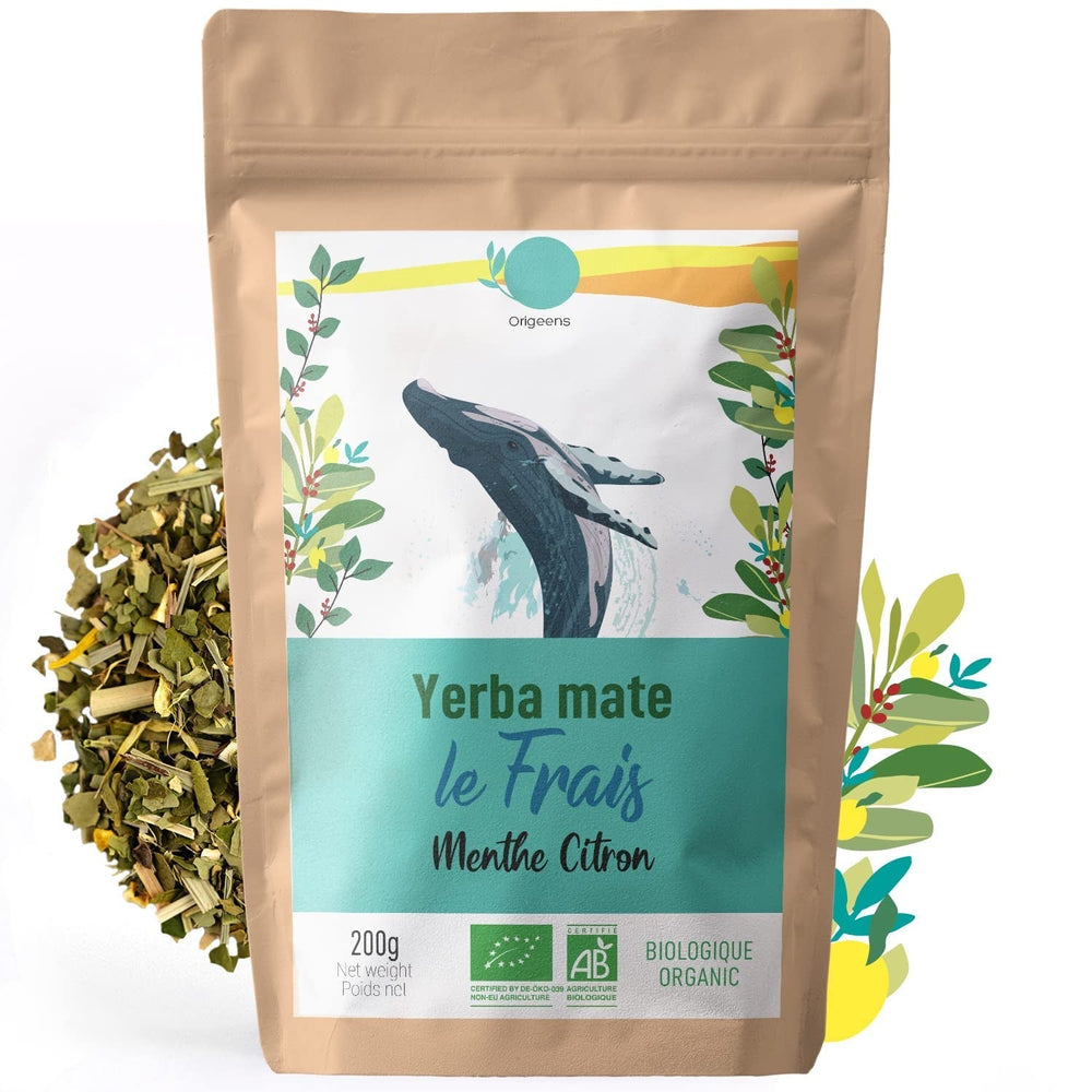ORIGEENS BIO YERBA MATE CU MENTÄ ÈI LÄMĂIE 200 G - ProspeÈimea I Bio Yerba Mate neprÄjitÄ, frunze, fÄrÄ tulpini Èi praf