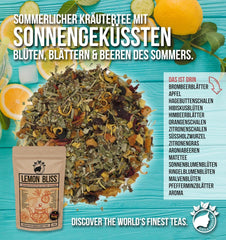 Nananatura'S Original LEMON BLISS TEA 85G | Ceai de plante de vară fructat și răcoritor | Ca ceai rece, ceai rece sau clasic fierbinte | Cu flori, frunze și fructe de pădure coapte la soare | Fără zahăr