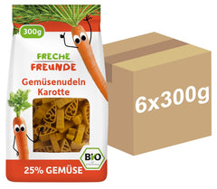 Freche Freunde Organic Vegetable Noodles 'Carrot' 25% Vegetable Content Vegan 6 Pack (6 x 300g)