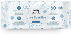 Mama Bear Ultra Sensitive Baby Wipes Fragrance Free 1008 Count (18 Packs of 60) Naty Shop