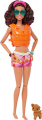 Barbie Surfer Doll with Surfboard and Handle, Towel and Radio for Beach Adventures and Stories, Clips and Ankle Strap for Realistic Surfing, Ages 3 and Up, HPL69 Naty Shop Dolls