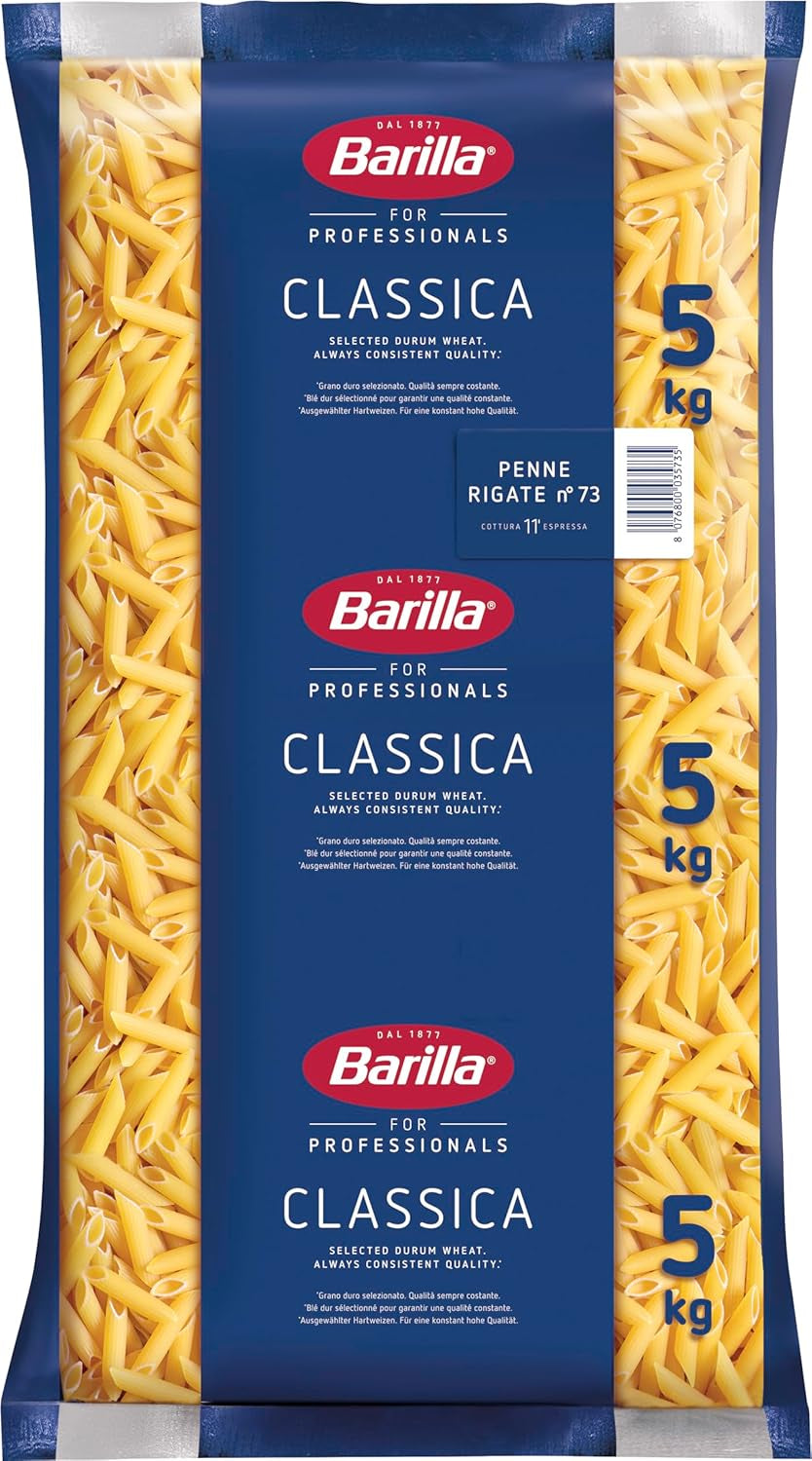Penne Rigate Barilla durum wheat pasta n. 73 – Pack of 1 (1x5kg)