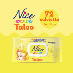 NICE Baby Wet Wipes 72pcs With Lid Talc Scent Natural Materials Gentle Cleaning Baby 1pc