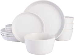 Set de veselă Sofia Coupe, serviciu pentru 4 persoane (12 piese), alb cu pete