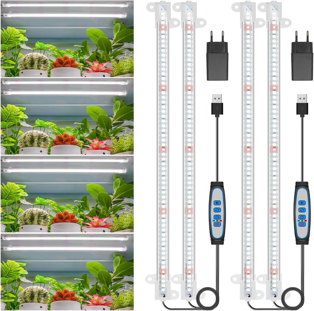 Wiaxulay Full Spectrum LED Plant Lamp 6000K Full Spectrum Indoor Plant Grow Lights with 6/12/16 Hours Timer 5 Levels Adjustable for Hydroponic Succulents Plant Shelf 2pcs