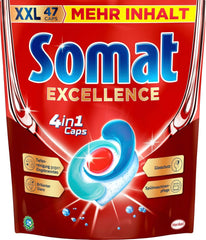 Somat Excellence 4In1 Caps (141 Caps), File pentru mașina de spălat vase cu dizolvare rapidă Detergenti Bucatarie Naty Shop