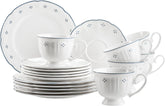 Seria Mäser Lova, serviciu de cafea din porțelan cu 18 piese – 6 farfurii de desert (19,5 cm), 6 cești (19 cl) și 6 farfurioare (15,5 cm), albastru