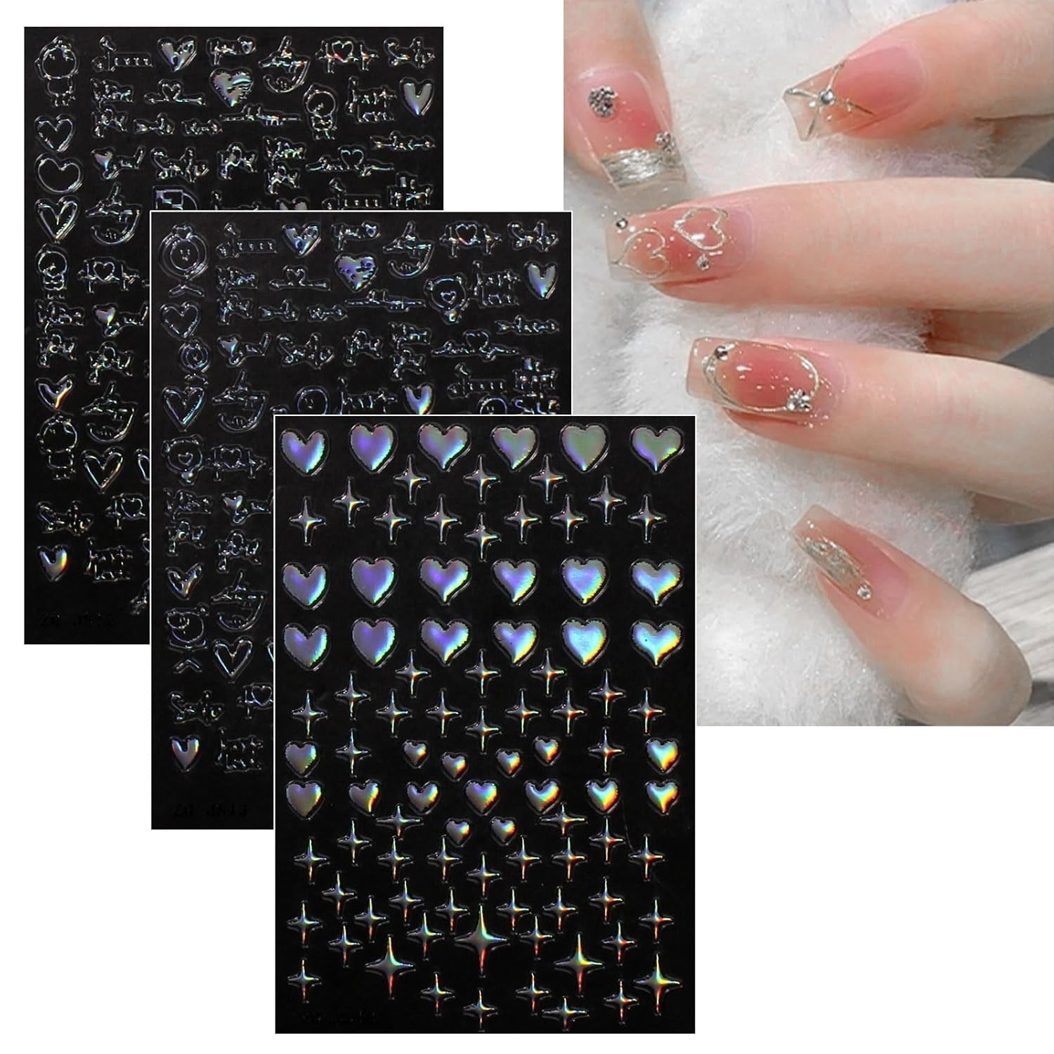 Jmeowio Nagelsticker Aurora Geometrisch 12 Blatt Nail Art Sticker Selbstklebend Nagelaufkleber Bunt Dekoration Nageldesign Zubehör
