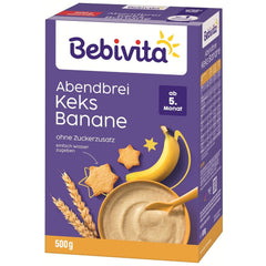 Evening porridge with biscuits and bananas (4x500g), milk porridge from 5 months, no added sugar, with valuable minerals and vitamins, very filling