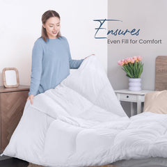 Husă de plapumă Utopia pentru puf (alb, Queen) - Pentru toate anotimpurile - Umplutură din fibre siliconizate de pluș - Cusută în cutie Plapumi si pilote Naty Shop