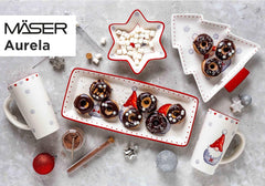 MÄSER 931974 Serie Aurela Weihnachtsteller 3er Set, 3 Weihnachtsgeschirr Teller als Plätzchenteller, Stollenplatte, Gebäckteller, Keksteller, Weihnachtsservice Geschirrset Weihnachten, Steingut