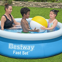 Above ground pool Bestway Fast Set without pump, Ø 183 x 51 cm, blue, round, 940 liters, TriTech material, self-assembly, safety valve, incl. repair patch