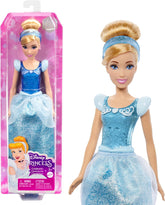 Mattel DISNEY Princess Cinderella - Movable Doll with Sparkling Costume, Detachable Shoes and Tiara, Combable Hair for Hairdressing Fun, for Kids 3 Years and Up, HLW06 Naty Shop Cinderella Dolls