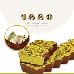 Artisanal chocolate pistachio turrón, 200g, creamy texture, superior quality, fine ingredients, authentic taste, the most expensive turrón in the world
