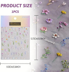Nagelsticker Set - Selbstklebende Nail Sticker, Nageldesign Zubehör, Nail Art, Nagelaufkleber FĂŒr FingernĂ€gel, Blumen Nagelsticker, Nagel Deko
