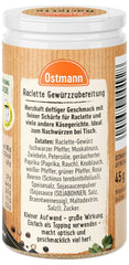 Ostmann Gewürze - Raclette Gewürzzubereitung | Zum Würzen von Käsegerichten | Recyclebare, nachfüllbare Streudose | 45 g in Streuer
