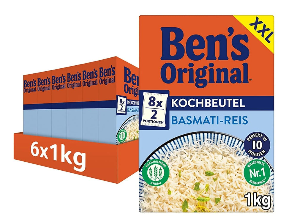 Ben's Original Basmati Rice, Boil in Bag for 10 Minutes, 6 Packs (6 x 1kg)