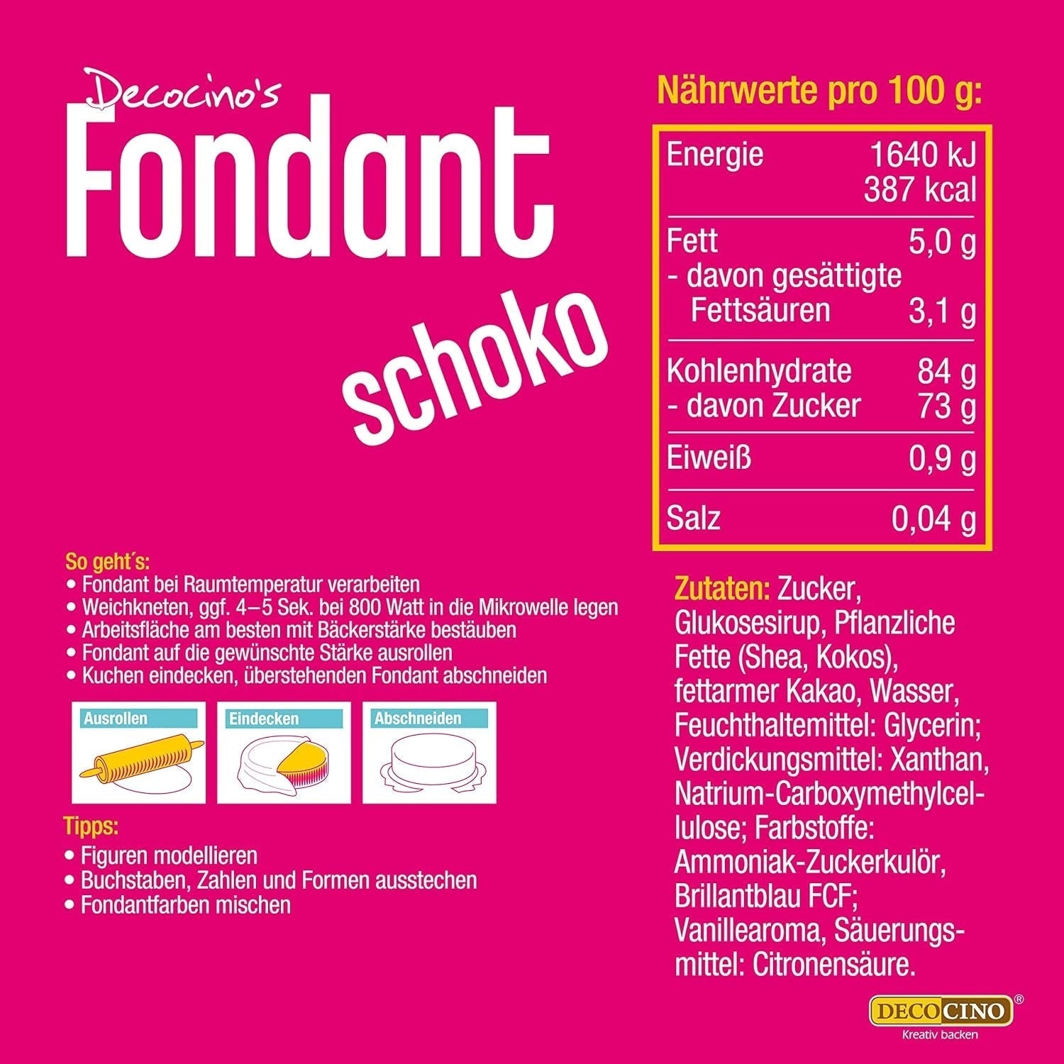 DECOCINO Fondant Schoko – 250 G – Ideal Zum Verzieren Von Kuchen, Torten, Cupcakes – Palmölfrei & Vegan Glazuri si Decor Naty Shop
