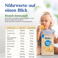 Alete Organic Crunchy Biscuits with Alac (4 x 125g) - Crunchy Alac Biscuits for babies, palm oil free, from 10 months