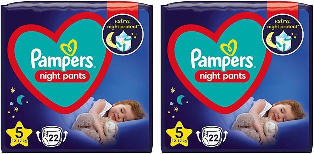 Night Pants Diapers (Old Version), Size 5, 22 Pieces, 12kg-17kg (Pack of 2)