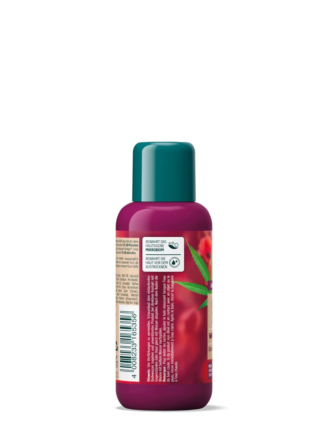 Kneipp Aroma, aditiv de baie cu uleiuri naturale din mac roșu și cânepă, pentru o senzație de piele moale și netedă, 100 ml Duș și baie Naty Shop