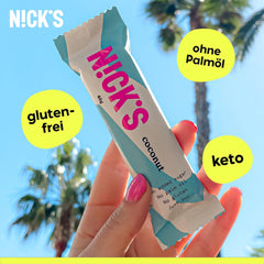NICKS Keto Coconut Bars, Chocolate Coconut Snacks, 175 Calories, 2 Net Carbs, No Added Sugar, Gluten Free, Low Carb Sweets (15 x 40g)