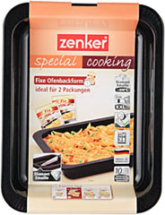 Zenker Ofenbackform (33 X 5 X 25 Cm) SPECIAL COOKING, Rechteckige Auflaufform Mit Enamelle-Versiegelung, Backform Mit Extra Hohem Rand (Farbe: Schwarz), Menge: 1 Stück Molds and trays for baking Naty Shop