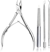 ARMIZ Set de 4 piese pentru împingătorul și cleștele de cuticule, Set profesional de instrumente pentru îndepărtarea cuticulelor, Clește multifuncțional din oțel inoxidabil pentru manichiură și pedichiură