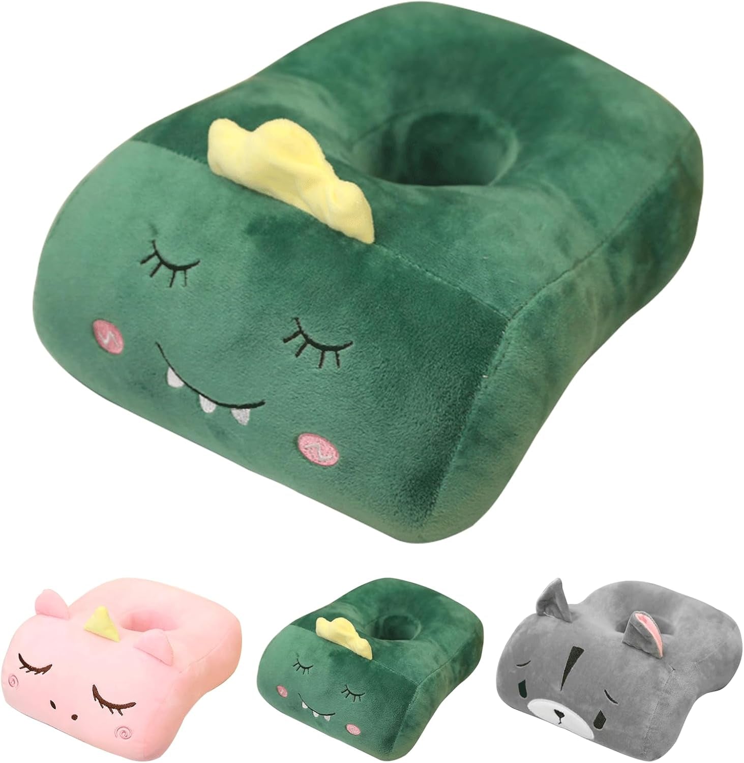 Pernă de somn pentru birou, bumbac de memorie, pernă drăguță cu gaură pentru ureche, pernă de somn moale, pernă pentru urechi pentru dormit lateral pentru femei, fete, copii (pisoi gri) Perne ortopedice cervicale Naty Shop Dinozauri timizi