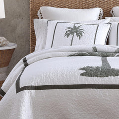 Tommy Bahama Palm Island Collection | Comforter - 100% cotton, reversible, soft and breathable, pre-washed for extra softness, king size bed, gray Duvets and quilts Naty Shop