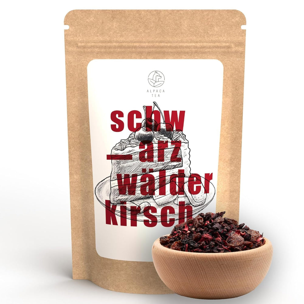 Alpaca Tea | Cireșe | Amestec de ceaiuri aromatizate cu fructe | Vrac | (100 g, cireșe din Pădurea Neagră)