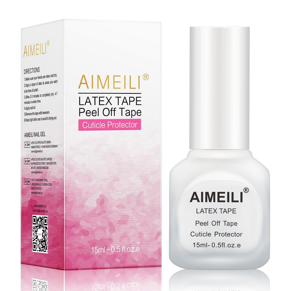 AIMEILI Latex Peel off Tape Nagellack Korrektor Hautschutz Fingerschutz Für Nail Art Palisade Geruchlos Weiß 15Ml