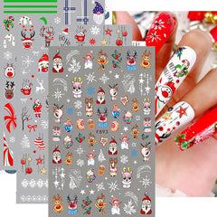 10 Blatt Nagelsticker Weihnachten Nagelaufkleber Selbstklebend Bule White Pine Tree Rentier Nail Art Sticker Dekoration Nageldesign Zubehör