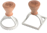 Set de forme pentru ravioli și biscuiți Marcato, aparat de ravioli, formă pentru biscuiți, lemn masiv și fontă, fabricat în Italia, relief rotund 58 mm + relief pătrat 58 mm. Model: Raviolè