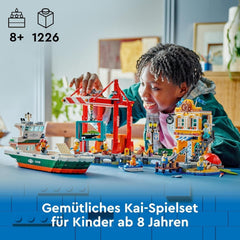 LEGO City harbor with cargo ship, building toy for boys and girls from 8 years old, gift idea for children, container crane, toy ship and 8 minifigures 60422 Building sets Besuche den LEGO-Store