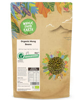 Fasole mung organică Wholefood Earth 2kg | Fără OMG | Vegană | Bogată în fibre | Bogată în proteine | Certificată organică
