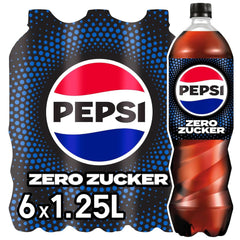Pepsi Zero Sugar, Soft drink without sugar, caffeinated cola, set 6 x 1.25 liters Alcohol-free drinks Naty Shop New Version