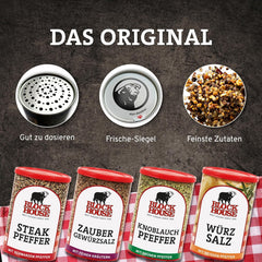 Block House Zaubergewürzsalz, Gewürzmischung für Fleisch, Fisch und Gemüse in Restaurantqualität, 280g Dose mit Streuaufsatz