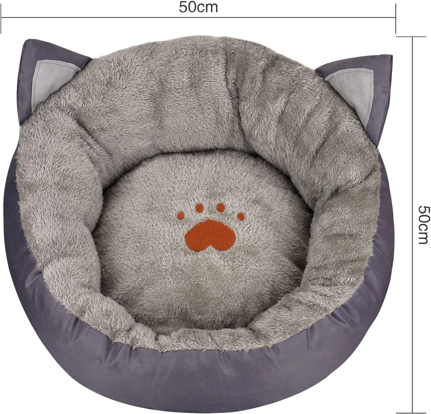 Pat lavabil pentru câini Queta, pat pentru pisici. Coș rotund în formă de ureche de pisică, pat cald pentru animale de companie, pat pentru pisici, saltea de dormit pentru pisici, pat pentru animale de companie. (Gri)