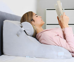 Pernă de citit cu spumă cu memorie | Pernă ergonomică pentru spate și pană pentru pat, canapea și canapea | Pernă ortopedică de susținere pentru dureri de spate și tensiune