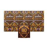 Set de ceai Pukka, ceai cu condimente bio „Cacao Chai”, cacao, scorțișoară, cardamom, rădăcină de cicoare, pentru momente de relaxare, pachet de 4, 80 pliculețe de ceai