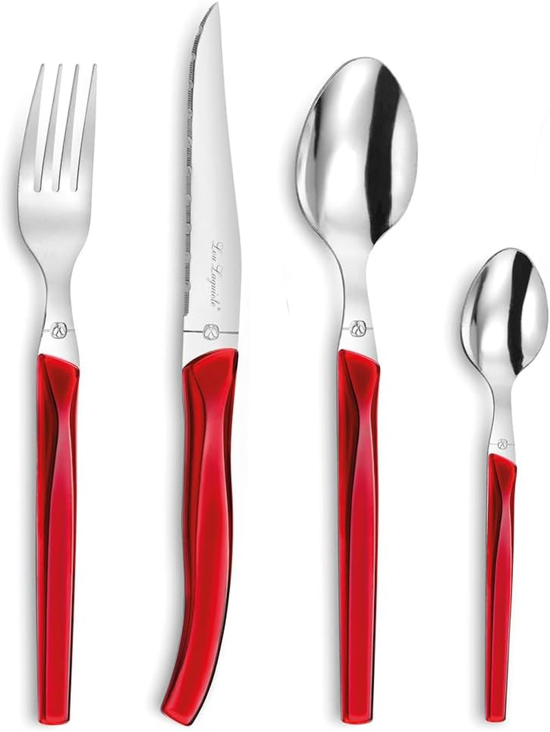 RISING SUN 24-Piece Cutlery Set for 6 18/0 Stainless Steel with Micro Serrations Naty Shop